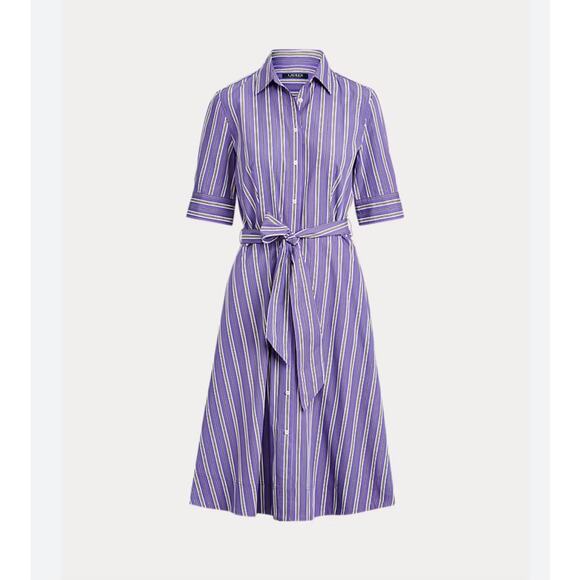 Ralph Lauren Womens Shirt Dress Plus Size 18W 18 Purple Striped Classic Preppy - Picture 1 of 13